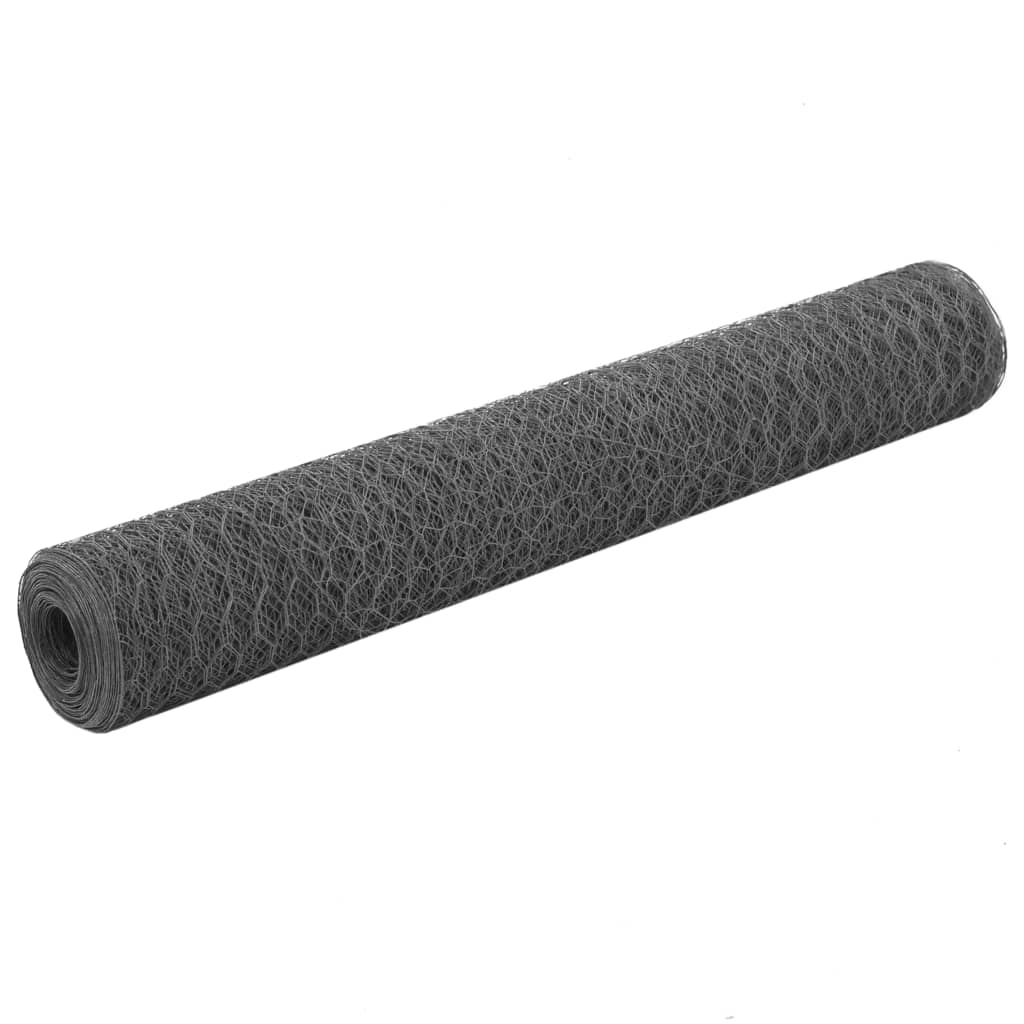 Vidaxl kyllingetråd 25x1 m stål med PVC -belægning grå