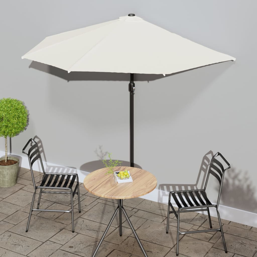 Vidaxl balkonparasol halvt med aluminiumstang 270x144 cm sand -farvet