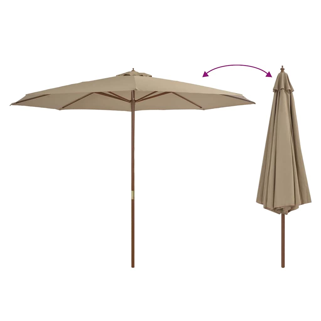 Vidaxl -parasol med træpol 350 cm taupe