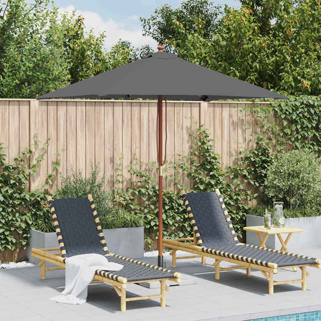 Vidaxl parasol med træstang 150x200 cm antracit