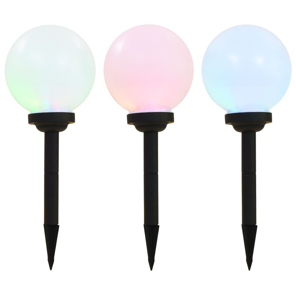 VIDAXXL LED SOLAR LAMPER RUND 20 CM RGB 3 PCS