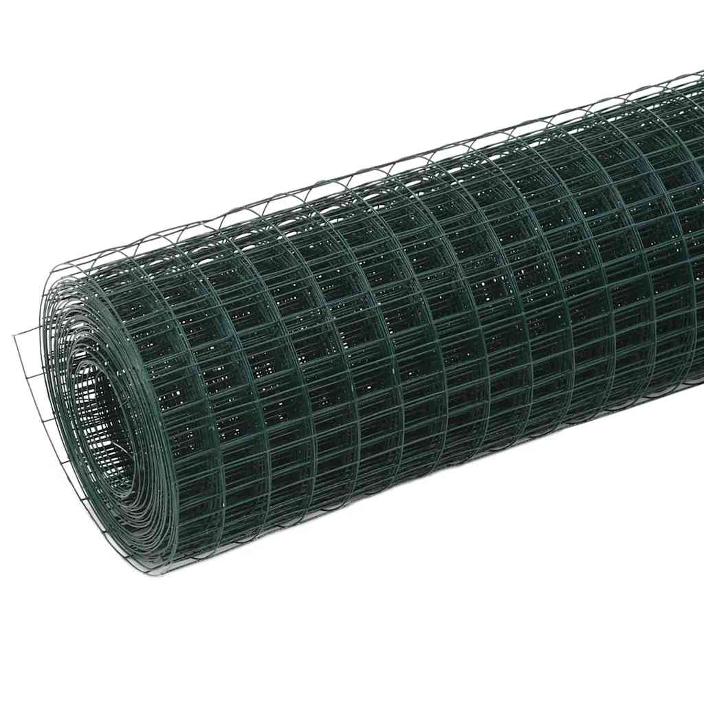 Vidaxl kyllingetråd 10x0,5 m stål med PVC -belægning grøn