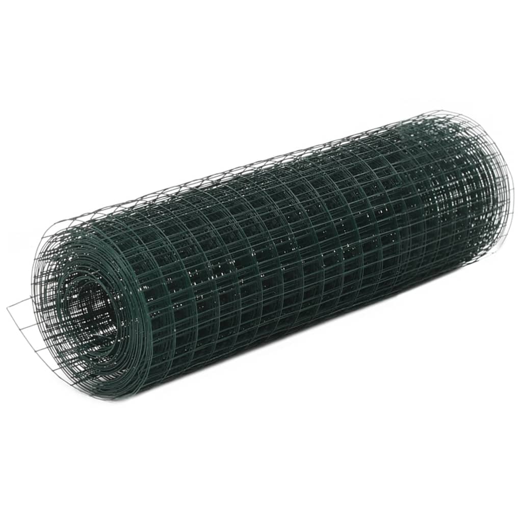 VidaXL kyllingetråd 10x0,5 m stål med PVC-belægning grøn