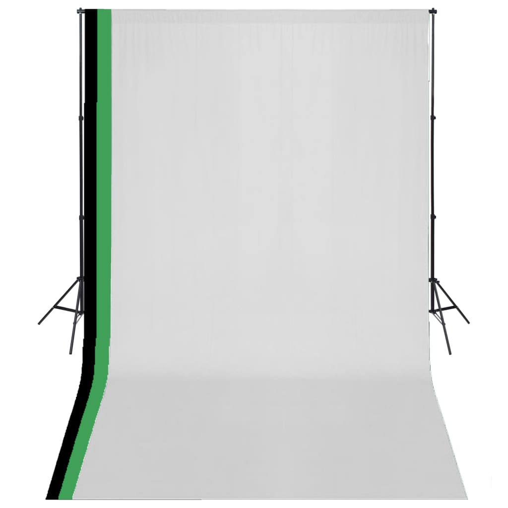 Vidaxxl fotostudiesæt med 3 bomuldsbaggrunde og ramme 3x5 m