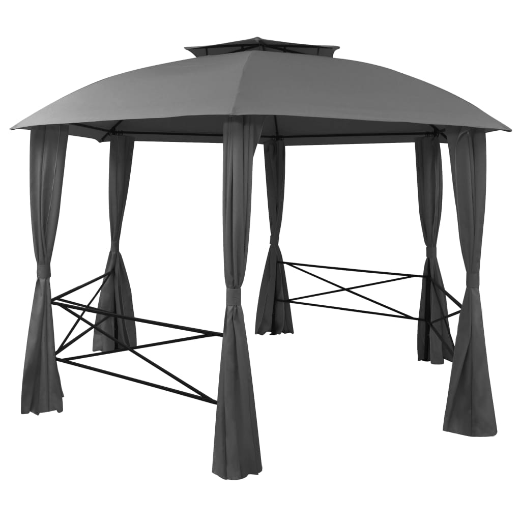 Vidaxl Garden Pavilion med gardiner Hexagonal 360x265 cm