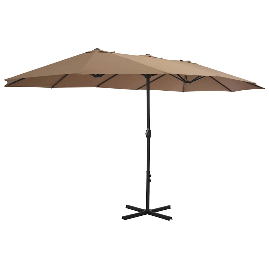 Vidaxl -parasol med aluminiumspol 460x270 cm taupe