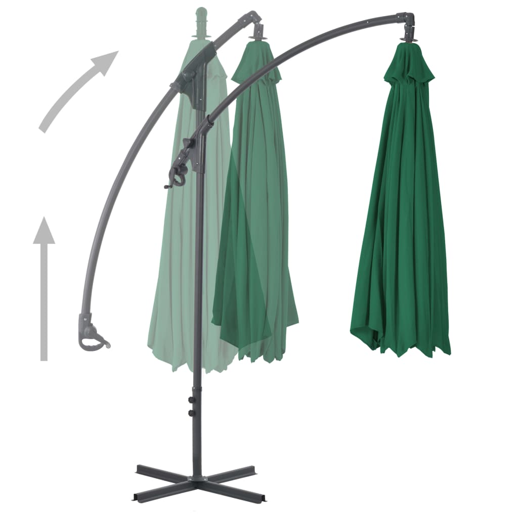 Vidaxl flydende parasol med stålstang 300 cm grøn