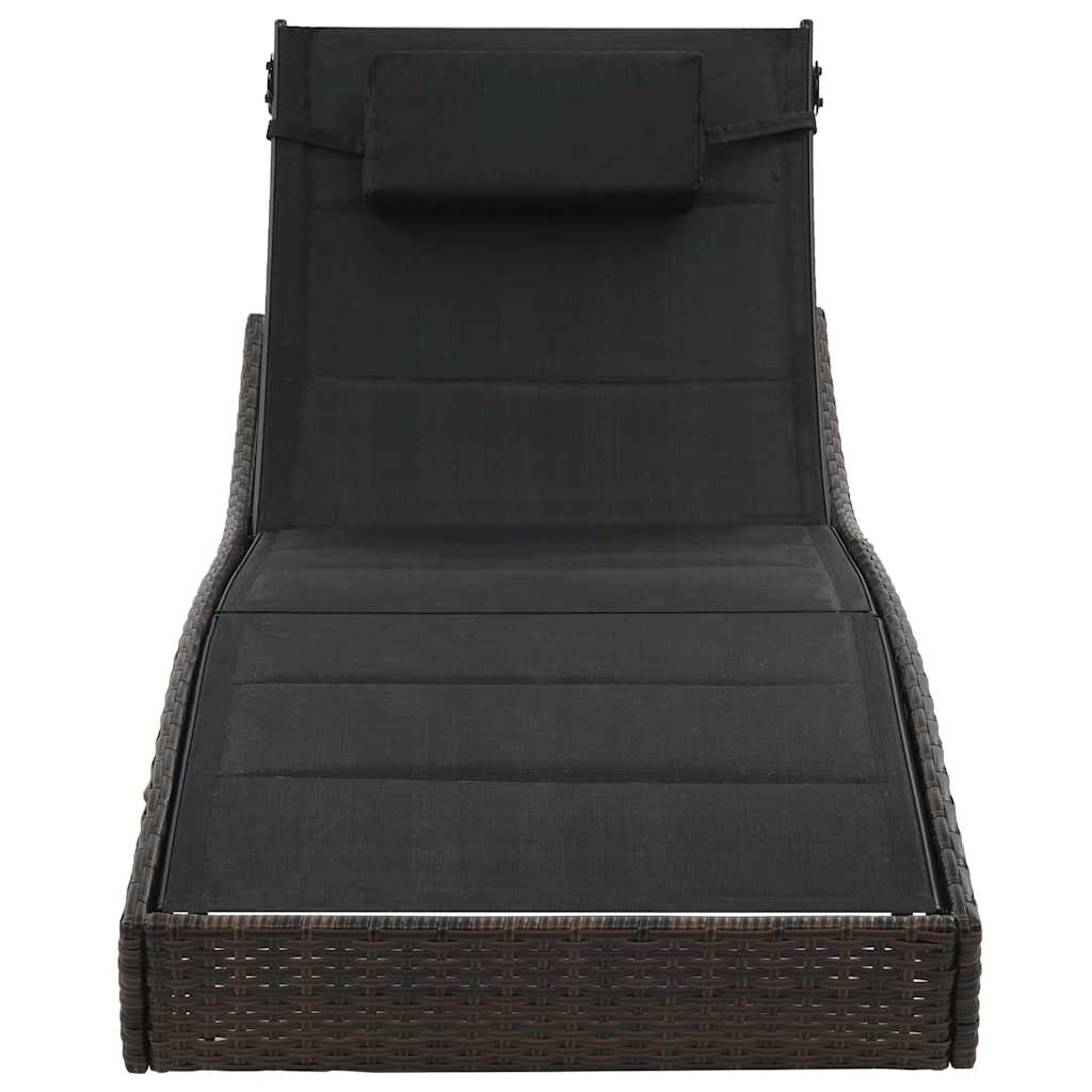Vidaxl ligbed poly rattan en textileen bruin