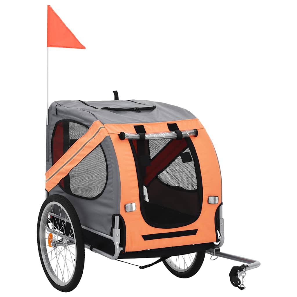 VidaXL hundecykeltrailer orange og grå