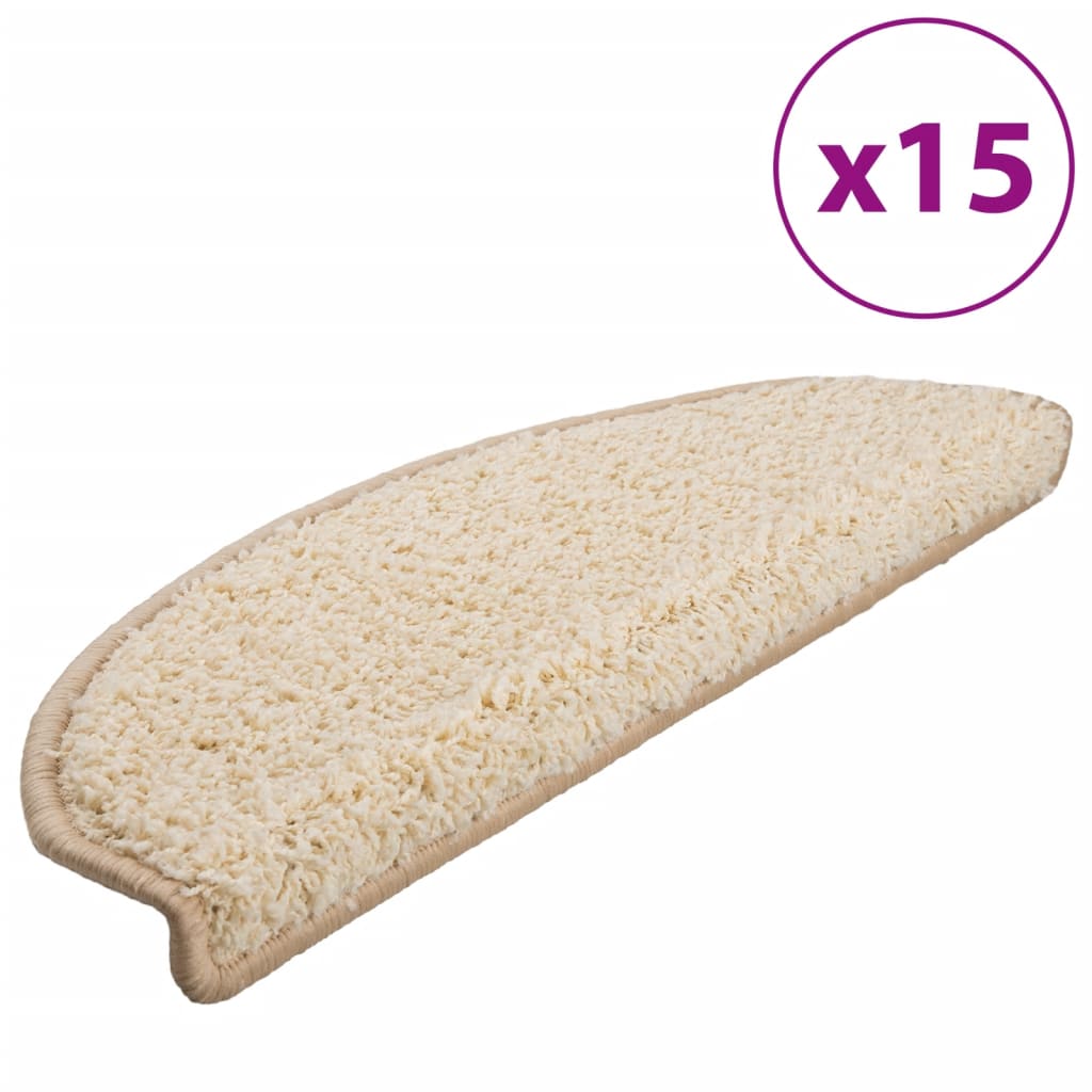 Vidaxx trappemåtter 15 stk 65x21x4 cm creme halvrunde store