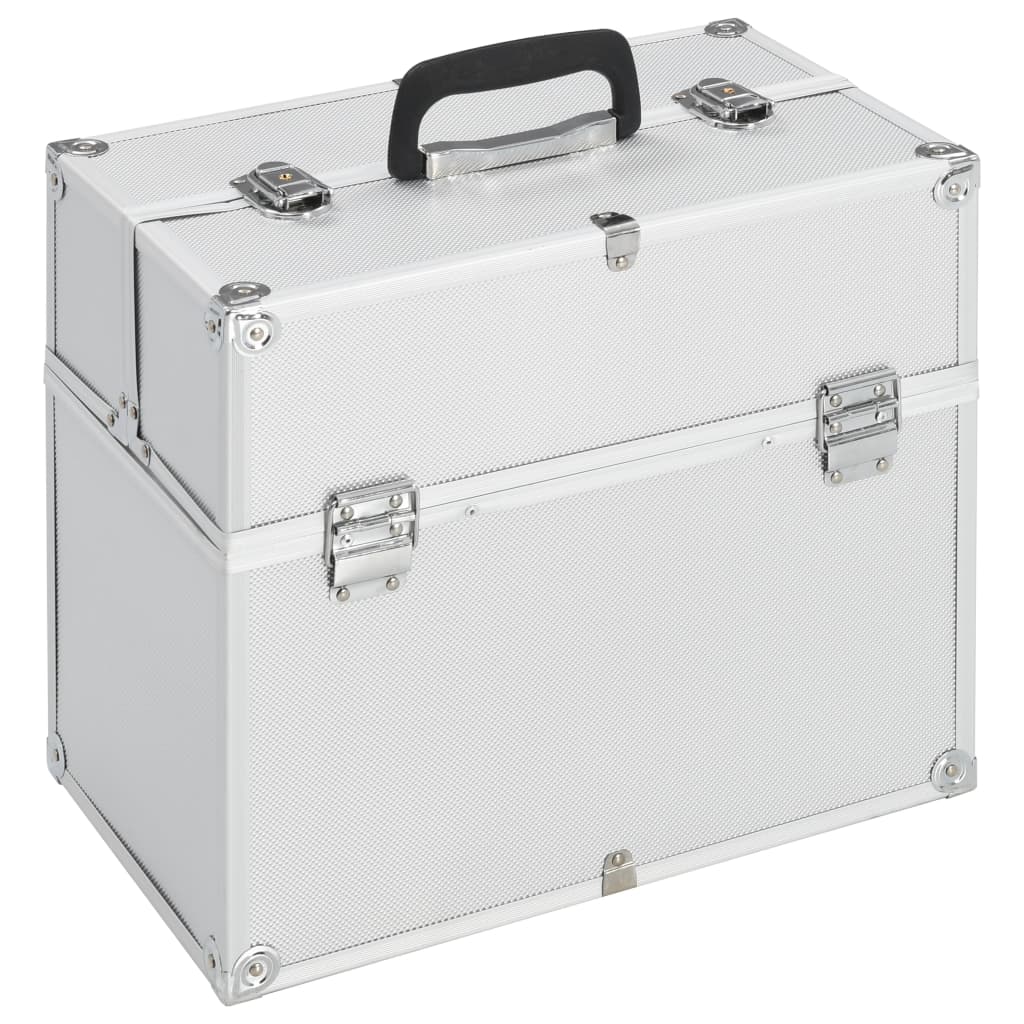 Vidaxl Makeup Suitcase 38x23x34 cm Aluminium Sølvfarvet
