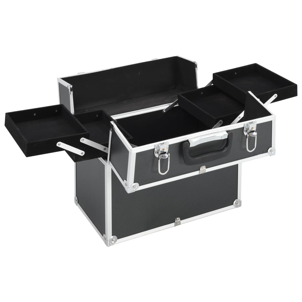 Vidaxl Makeup Suitcase 38x23x34 cm aluminium sort