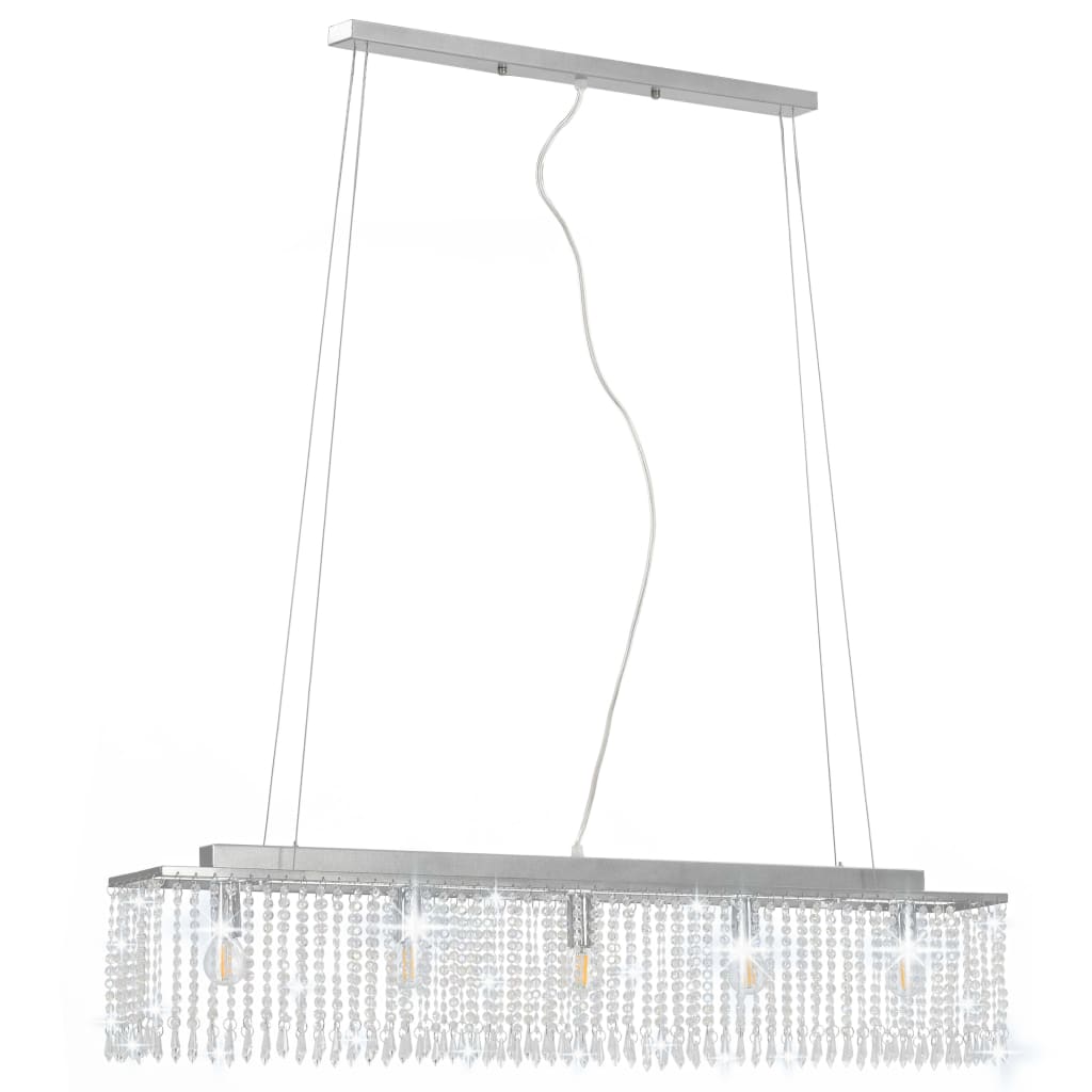 Vidaxl loftslampe med krystalperler 104 cm sølvfarvet