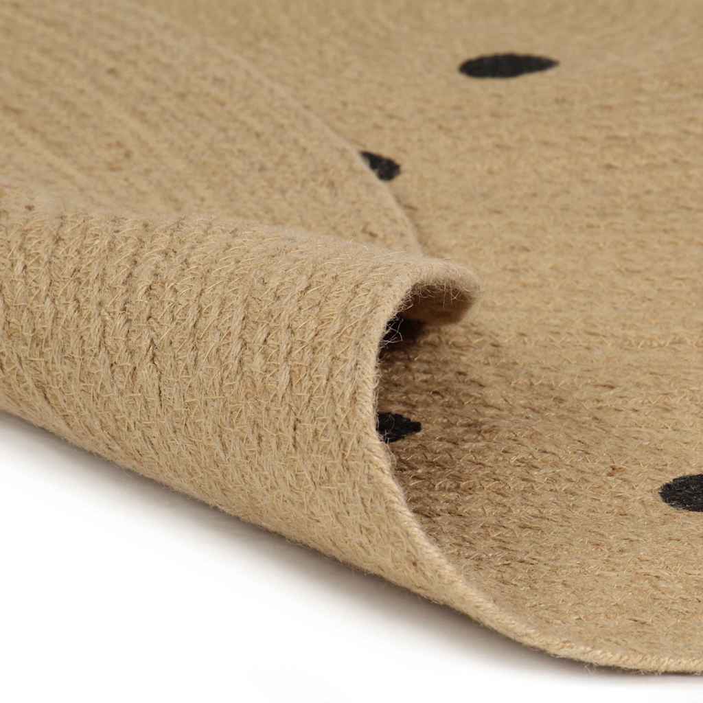 Vidaxl tæppe håndlavet med prikker print 150 cm jute