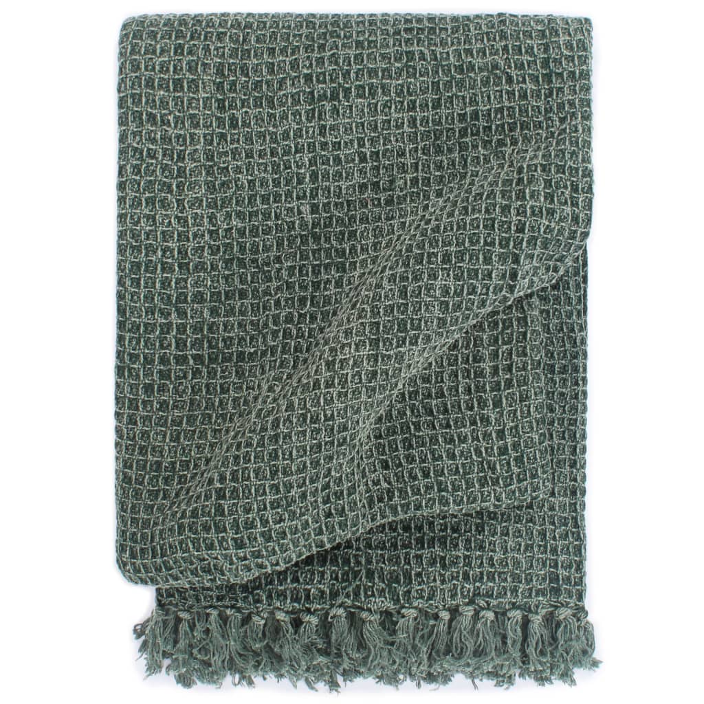 VidaXL plaid 160x210 cm bomuld mørkegrøn