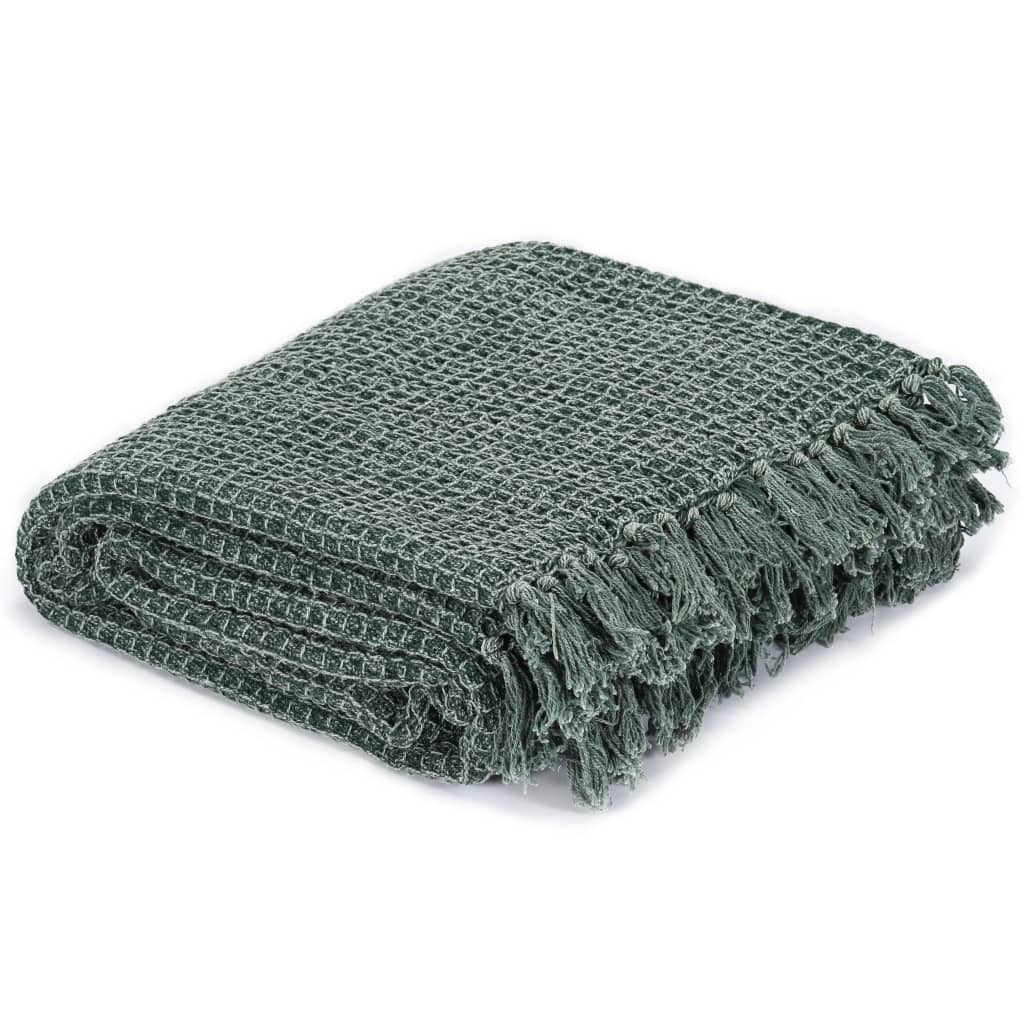 VidaXL plaid 160x210 cm bomuld mørkegrøn
