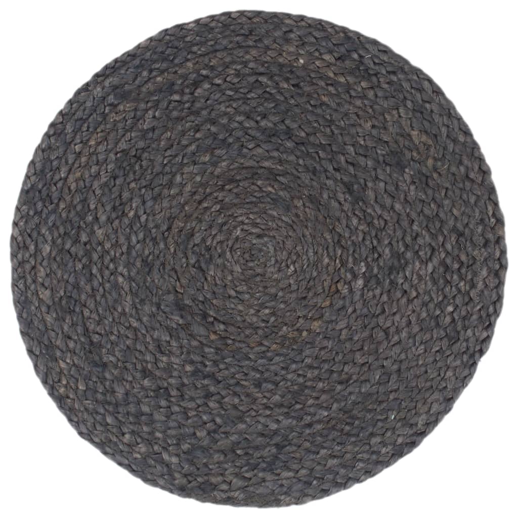 Vidaxl Placemats 4 ms omkring 38 cm jute mørkegrå