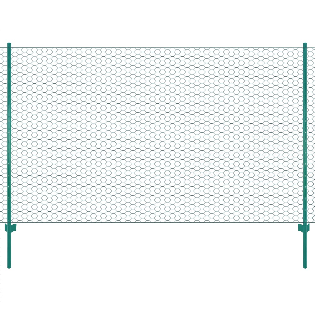 Vidaxl Wire Mesh Fet med stolper 25x1,5 m stålgrøn