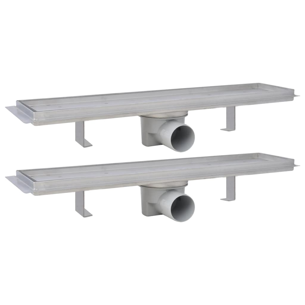 Vidaxx bruseafløb 2 stk rektangulært 530x140 mm rustfrit stål