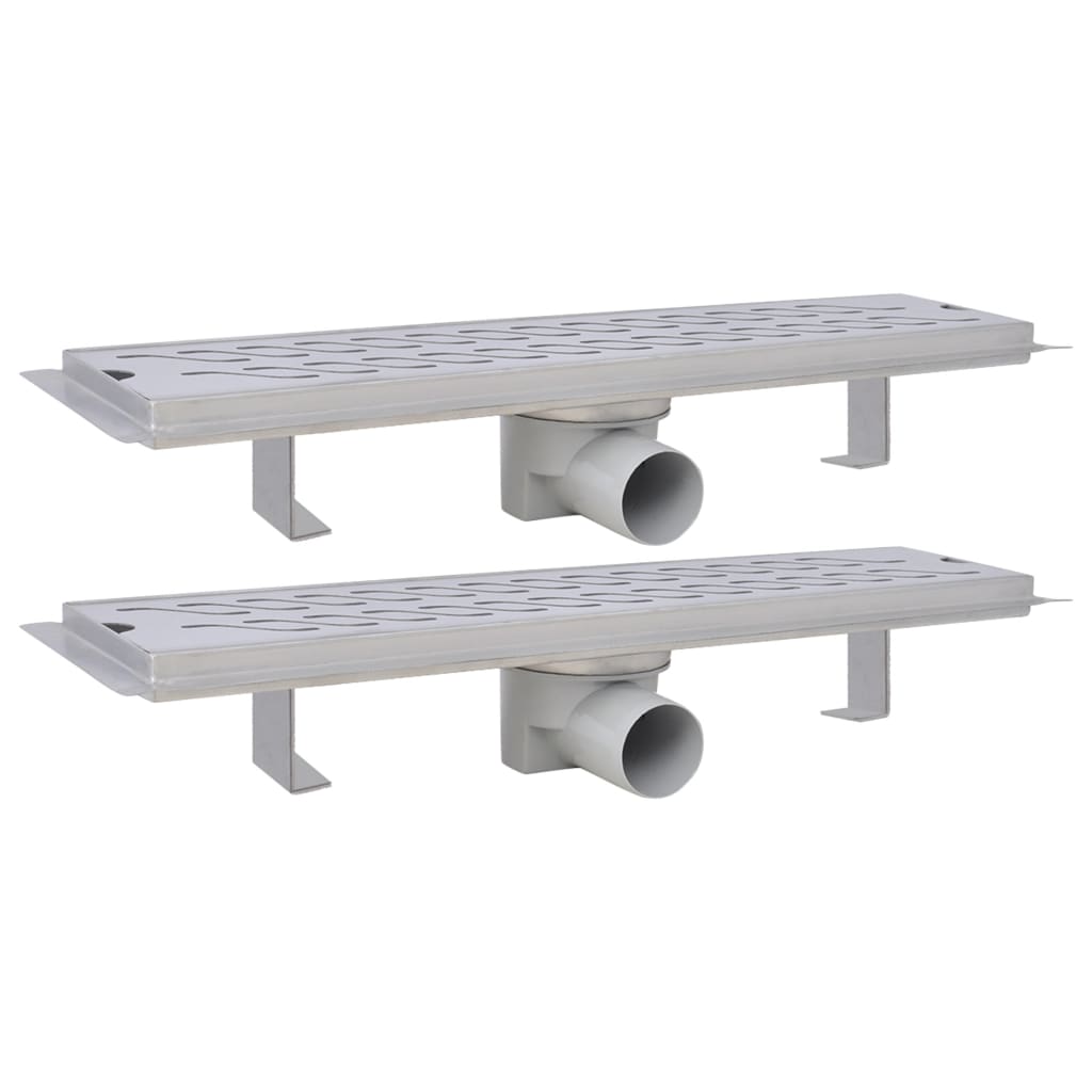 Vidaxl Bruserafløb 2 PC Rektangulær bølget 530x140 mm rustfrit stål