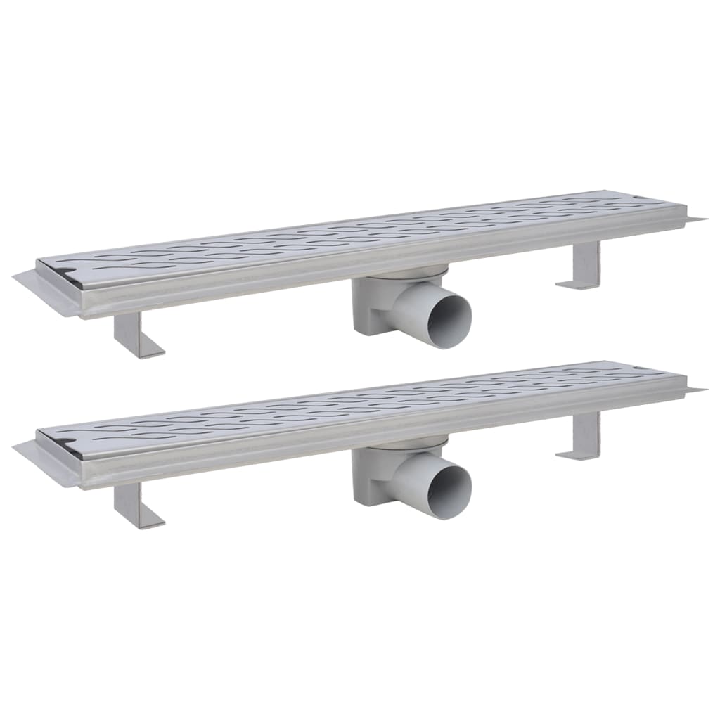 Vidaxl Bruserafløb 2 PC Rektangulær bølget 630x140 mm rustfrit stål