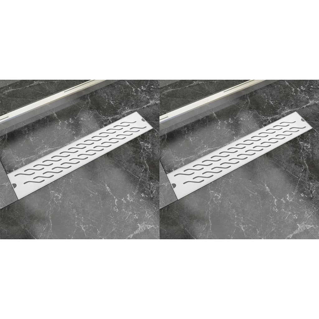 Vidaxl Bruserafløb 2 PC Rektangulær bølget 630x140 mm rustfrit stål