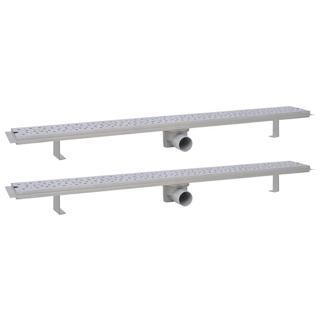 Vidaxl Bruser Drain 2 PC Rektangulær boble 1030x140mm rustfrit stål