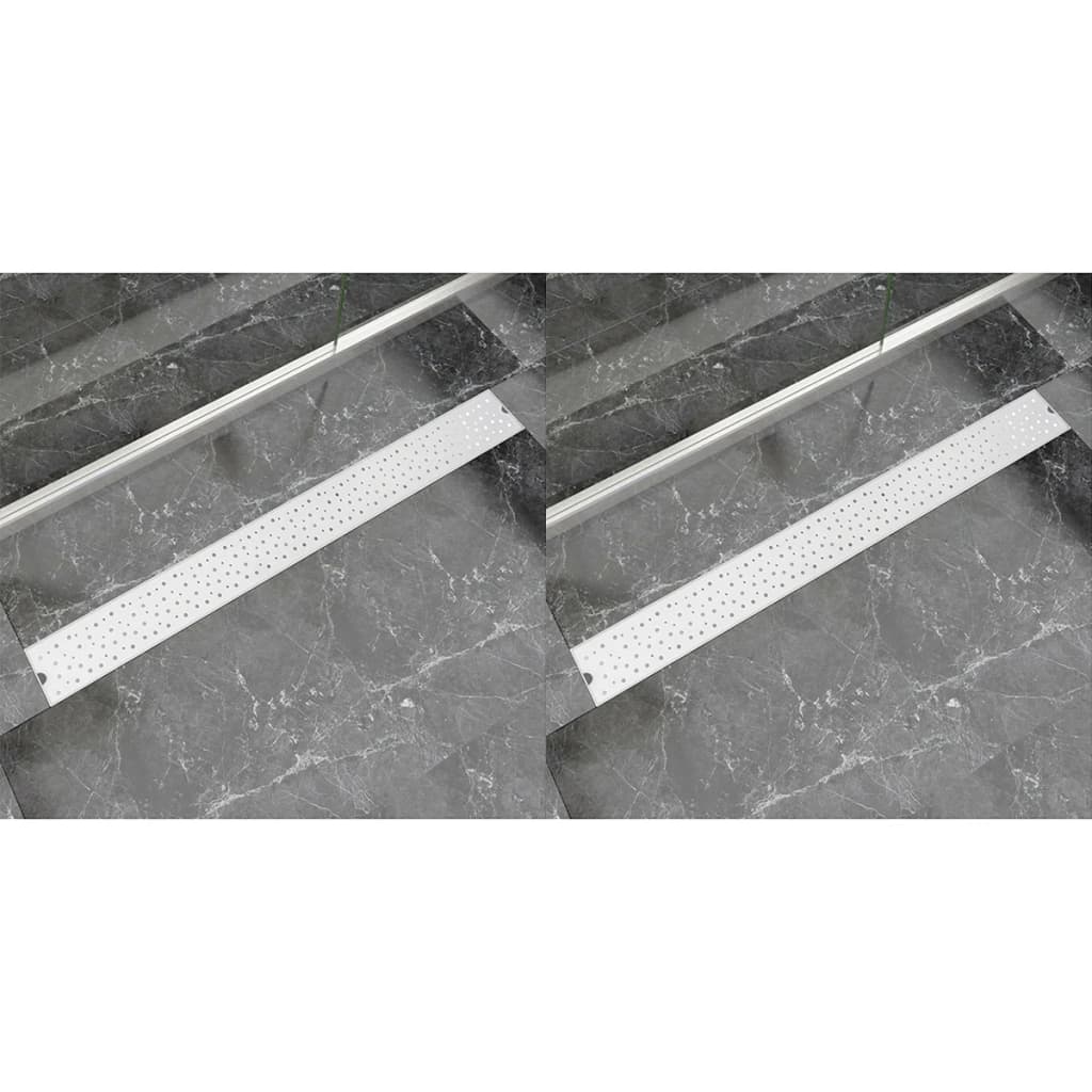 Vidaxl Bruser Drain 2 PC Rektangulær boble 1030x140mm rustfrit stål