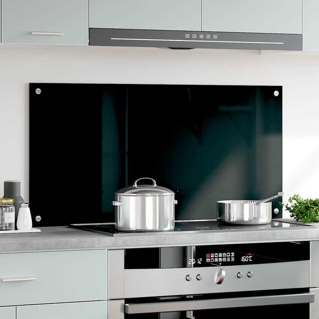 Vidaxl Splash Screen Kitchen 100x50 cm tempereret glas sort