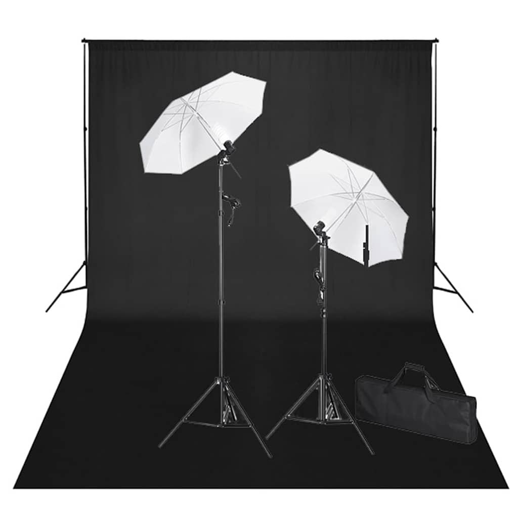Vidaxx studiesæt med sort baggrund og lamper 600x300 cm