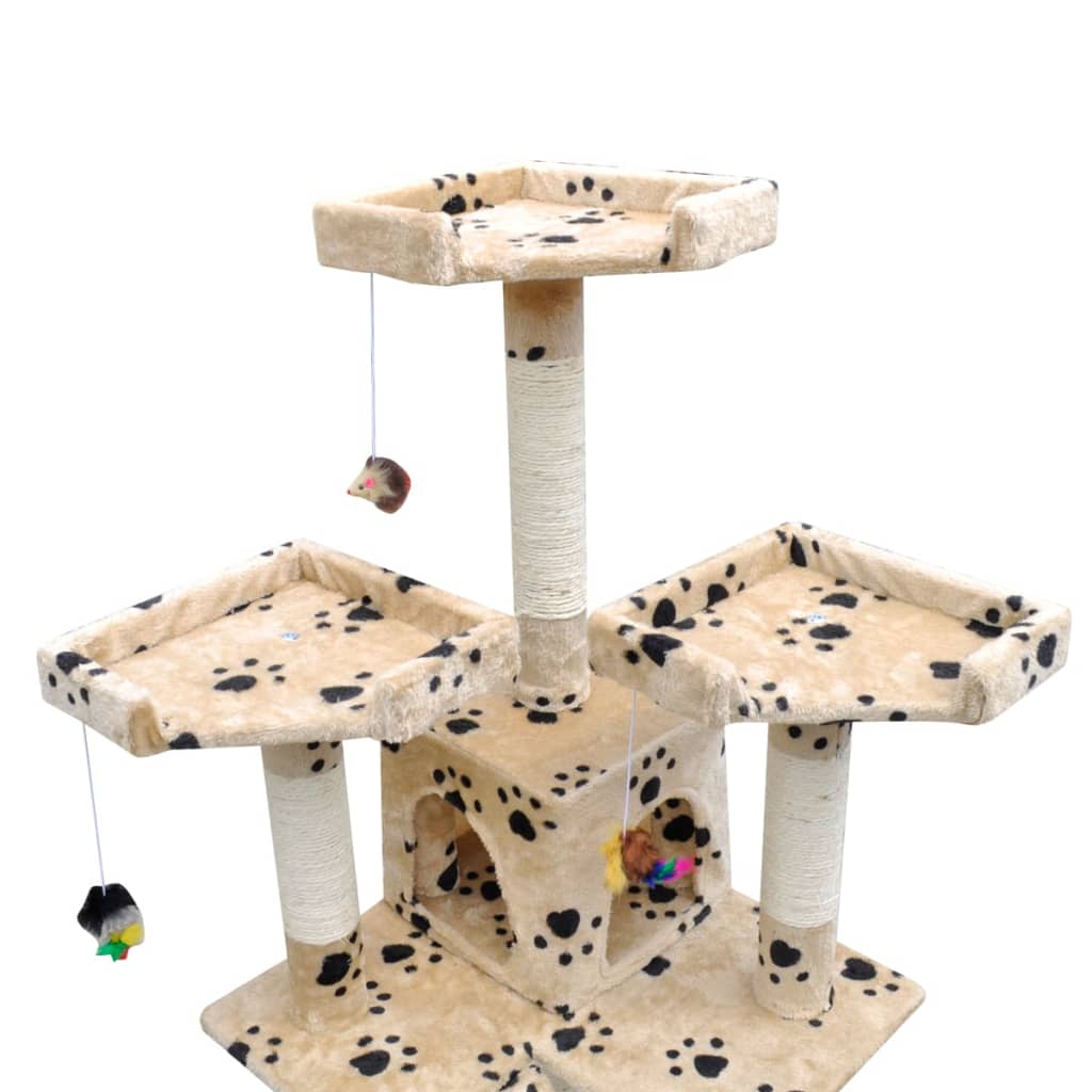Vidaxl Cat Scratching Post med benaftryk og 2 huse 170 cm beige