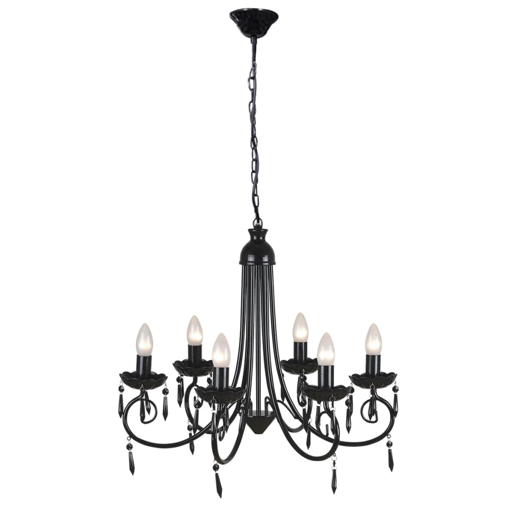 Vidaxl loft lampe lysekrone 6 lys sort