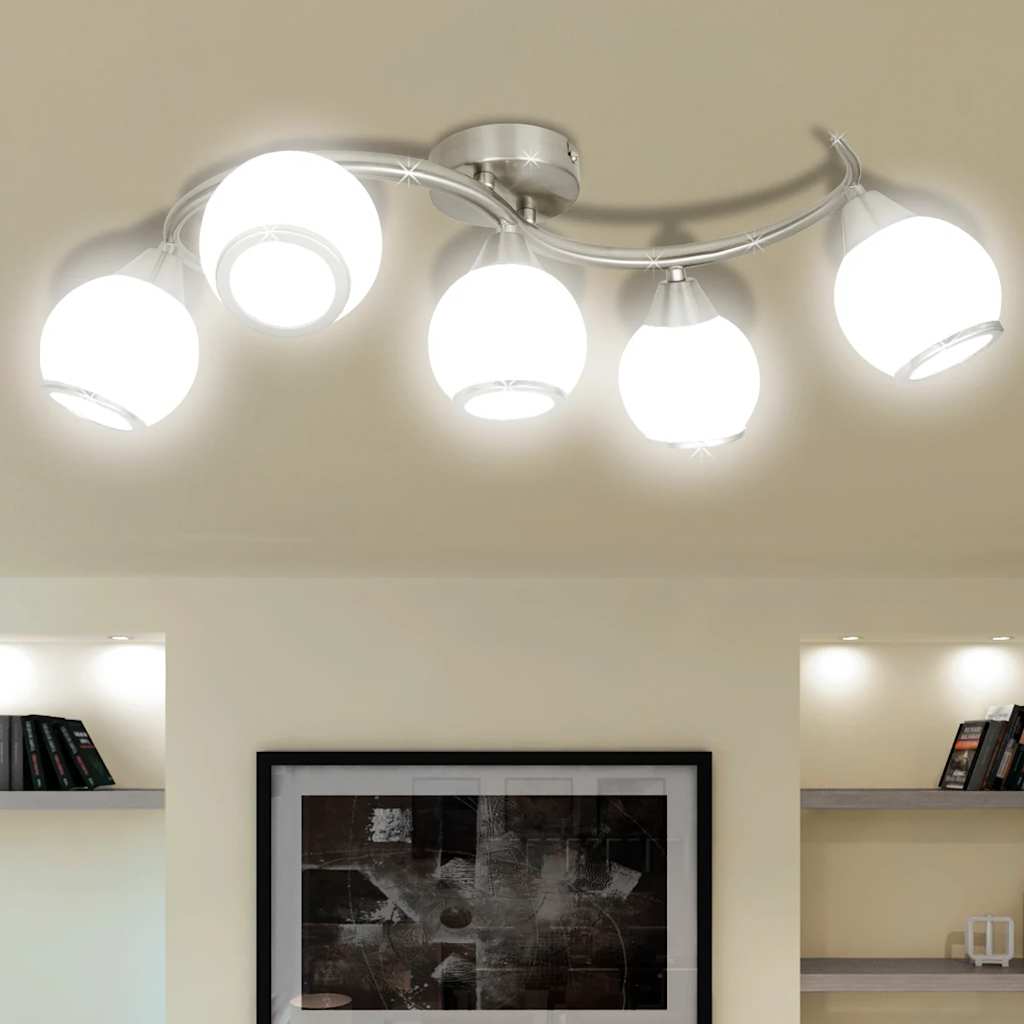 Vidaxl loftslampe med glashætter + bølget jernbane