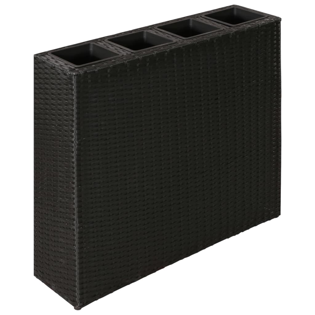 Vidaxl Planter hævet med 4 Pots Poly Rattan Black