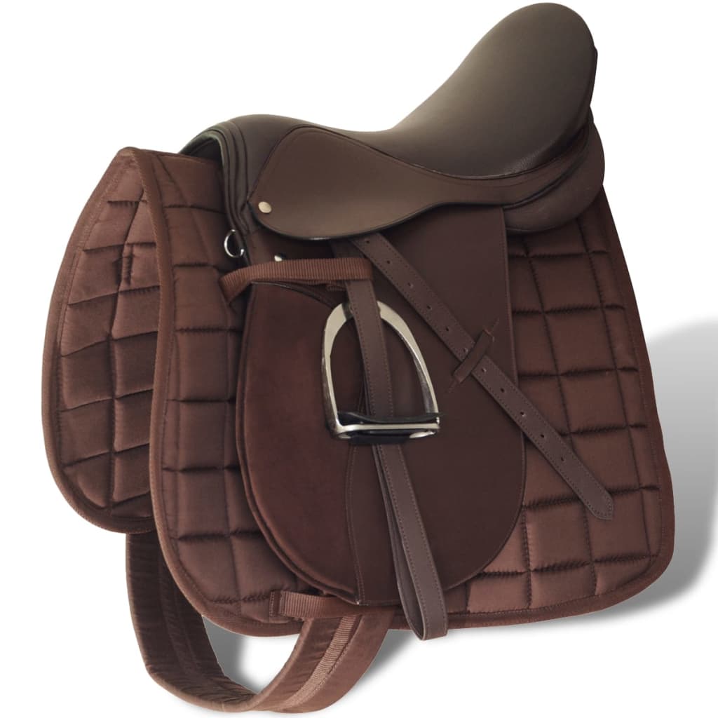 Vidaxl Real Leather Riding Seam 16 14 cm (5-i-1 sæt, brun)