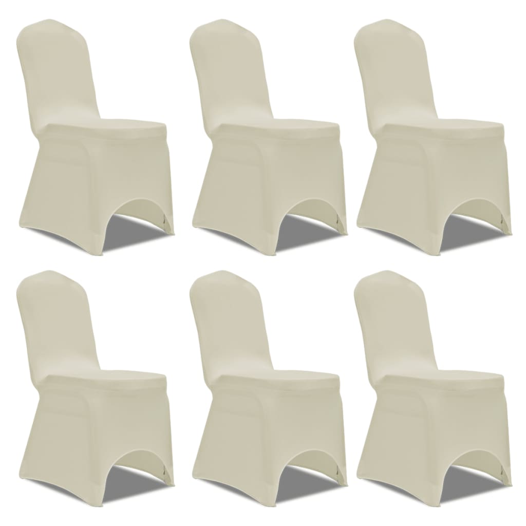Vidaxl Stol Cover Stretch Cream (6 stykker)