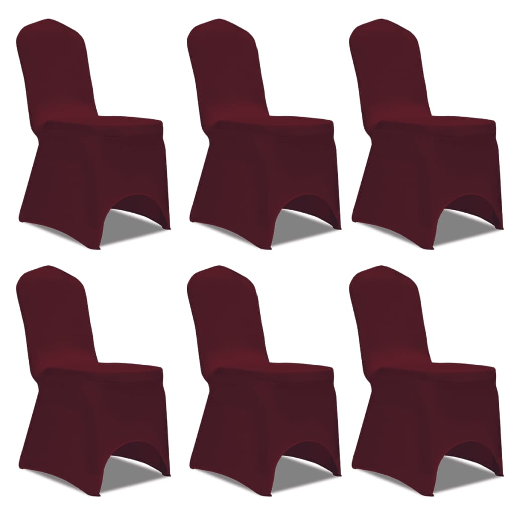 Vidaxl Stol Cover Stretch Bordeaux Red (6 stykker)