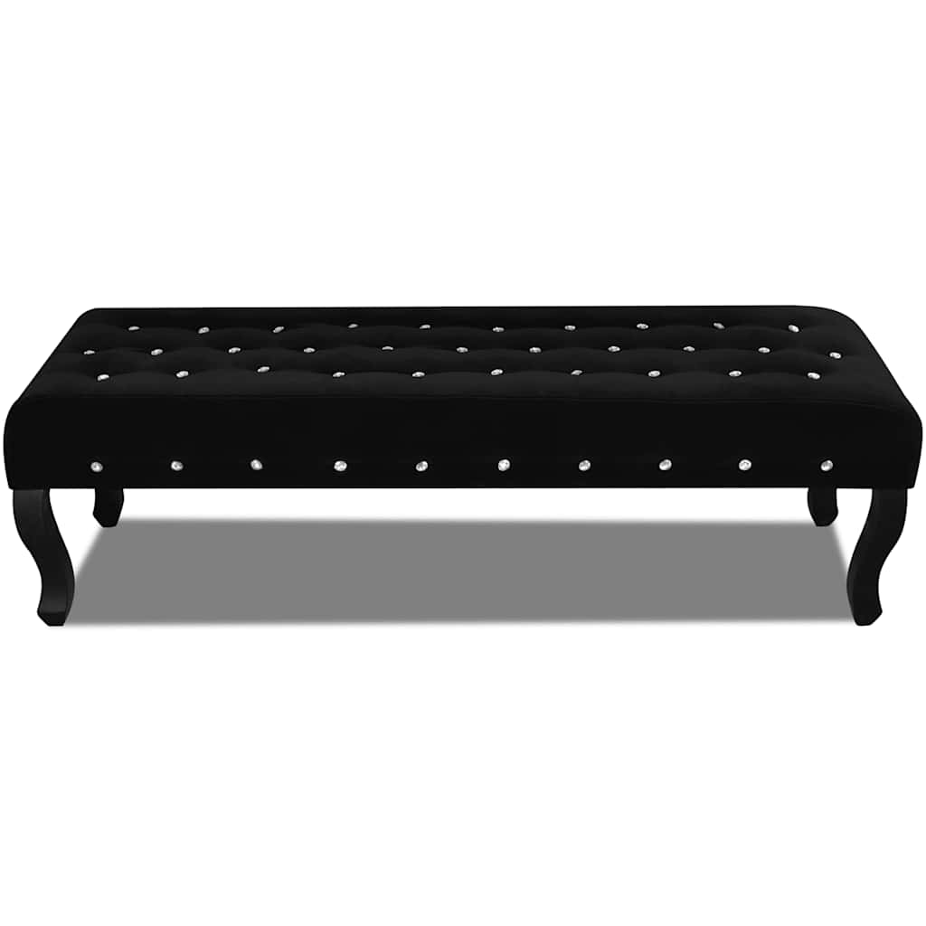 Vidaxl bankje met kristallen knopen fluweel stof zwart