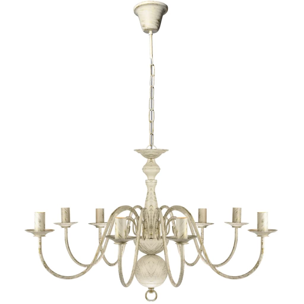 Vidaxl lysekrone hvidt metal 8 x E14 lamper