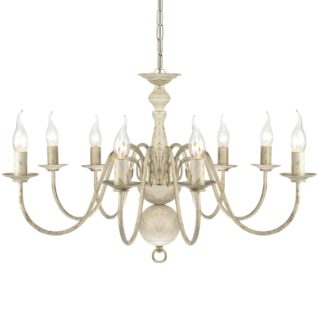 Vidaxl lysekrone hvidt metal 8 x E14 lamper