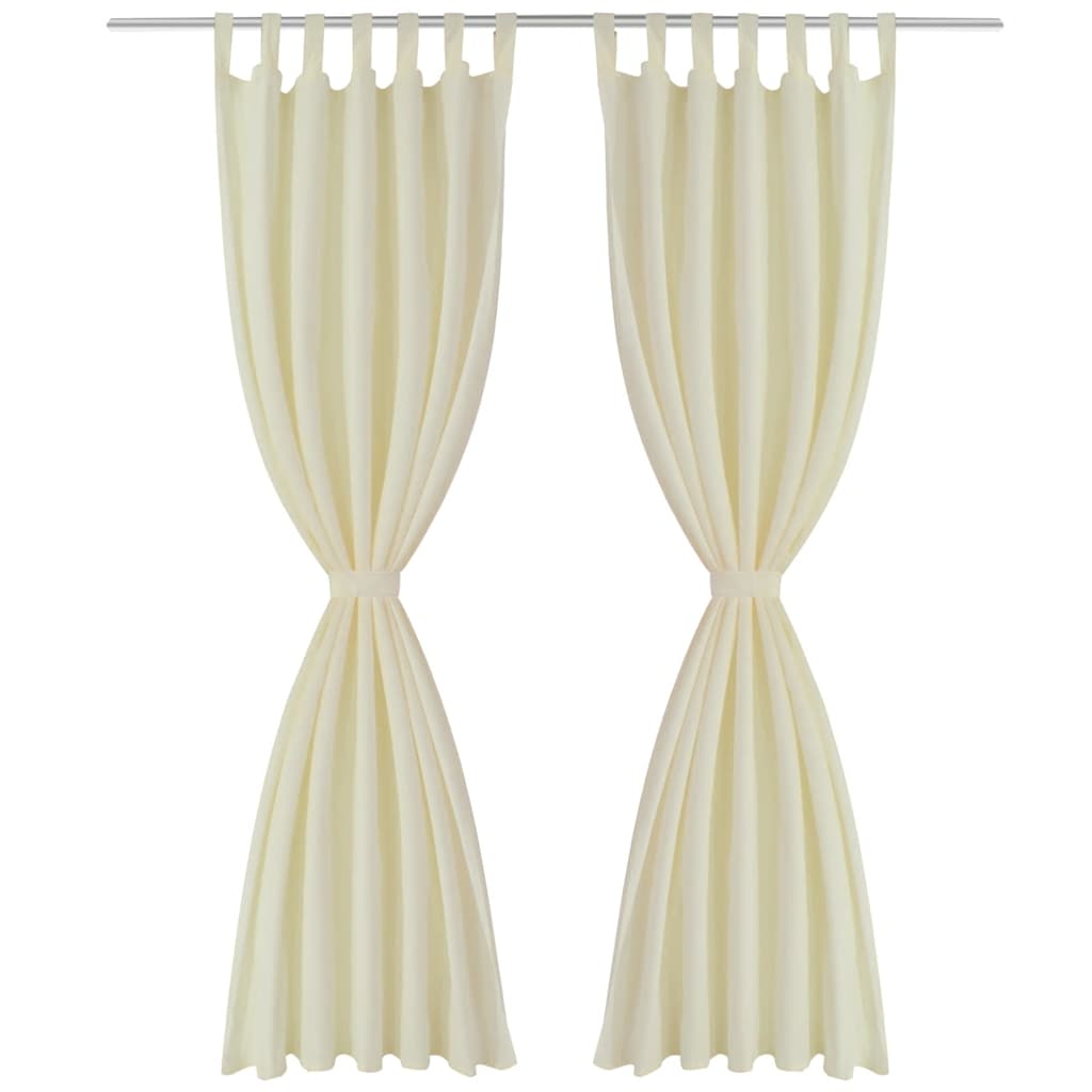 VidaXL micro satin gardiner med ringe 140 x 225 cm 2 stk (creme)