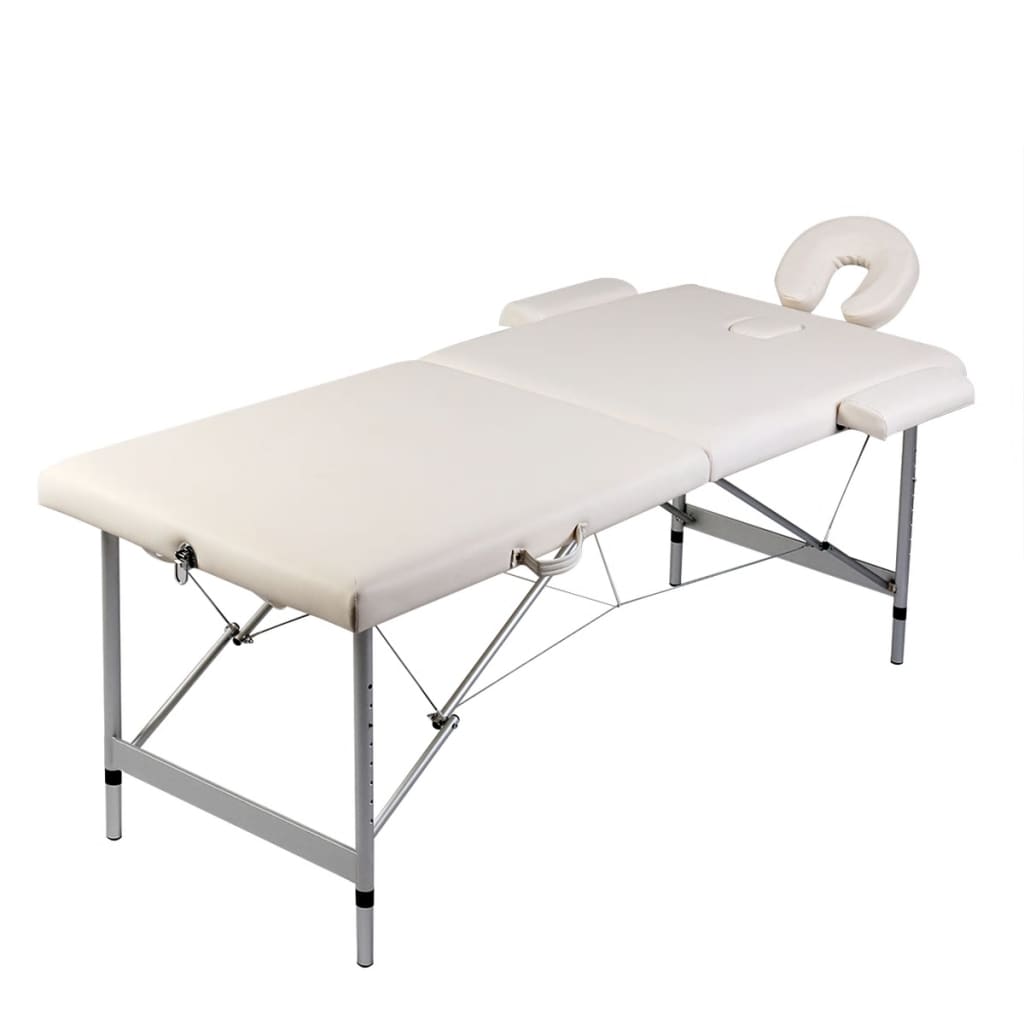 Vidaxl massagebord med 2 zoner foldning af aluminiumsramme creme hvid