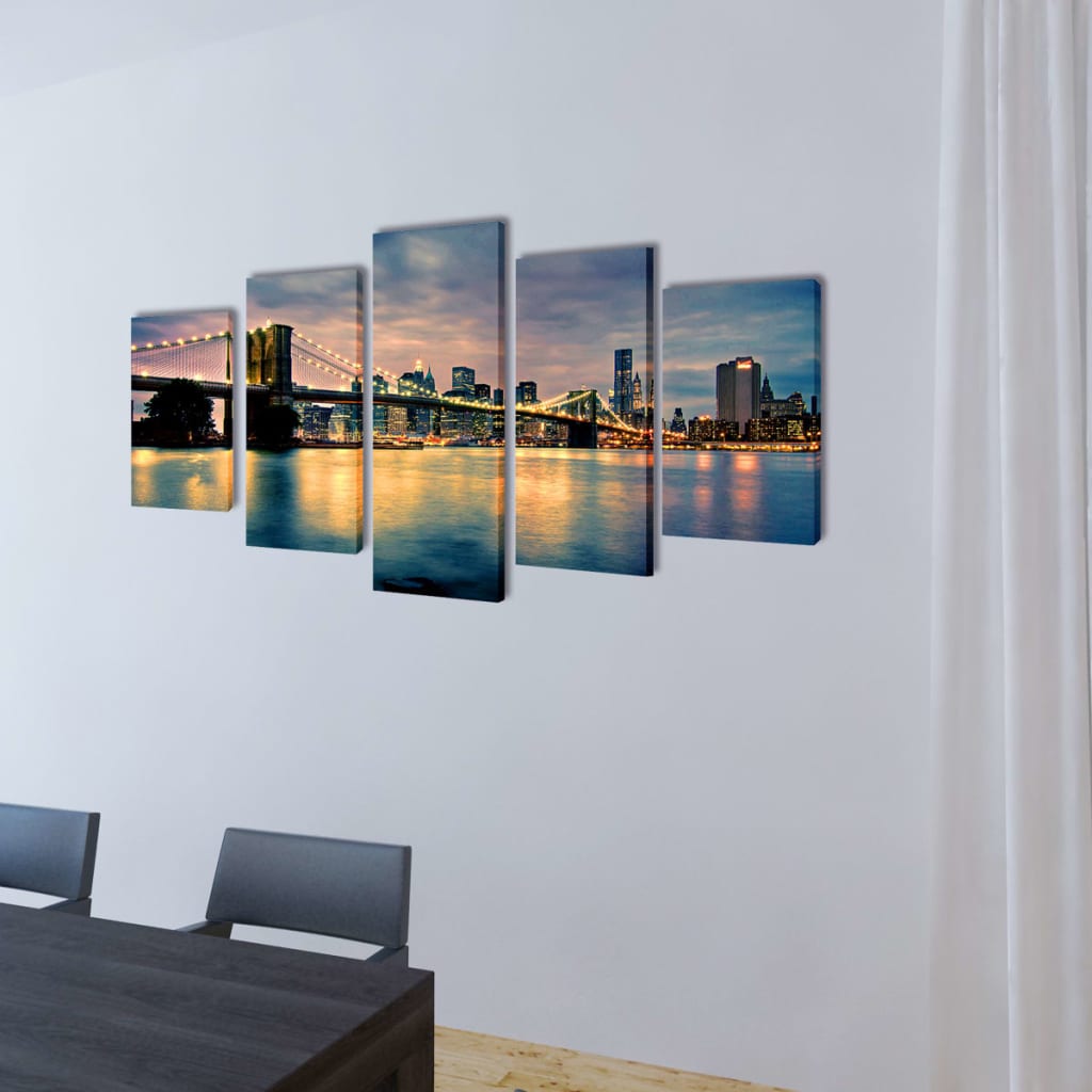Vidaxl lærred vægtryk sæt Brooklyn Bridge River View 200 x 100 cm