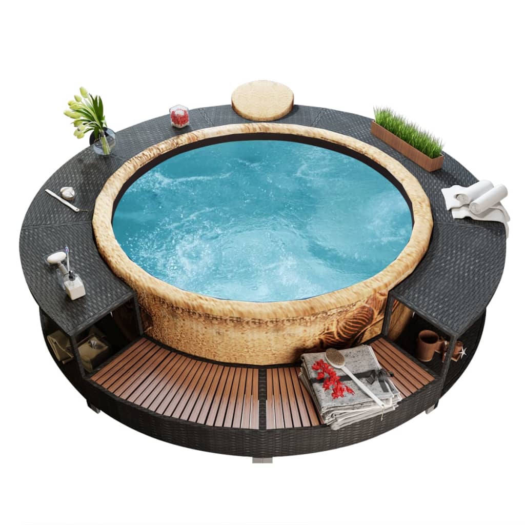 Vidaxl hottub-ombouw poly rattan sort