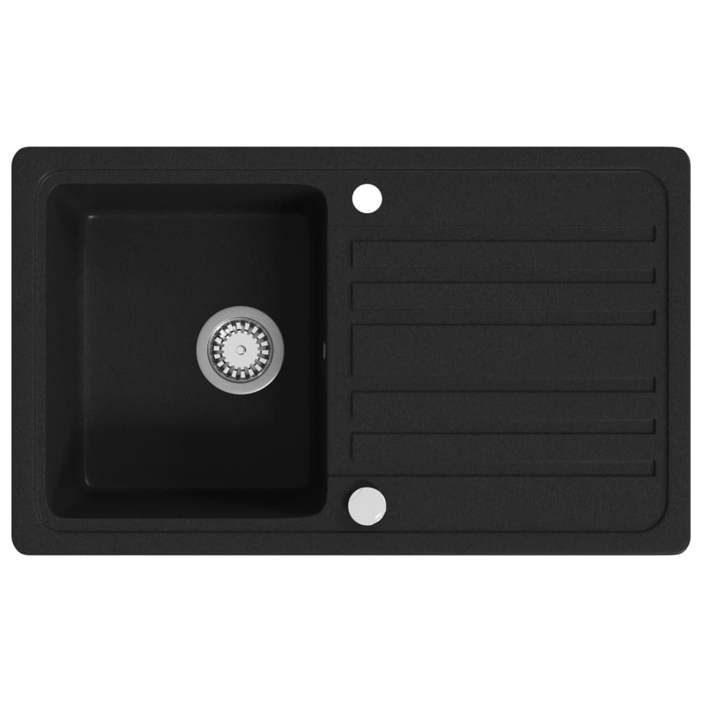 Vidaxl Sink Granit Single Sink med dræning reversibel sort