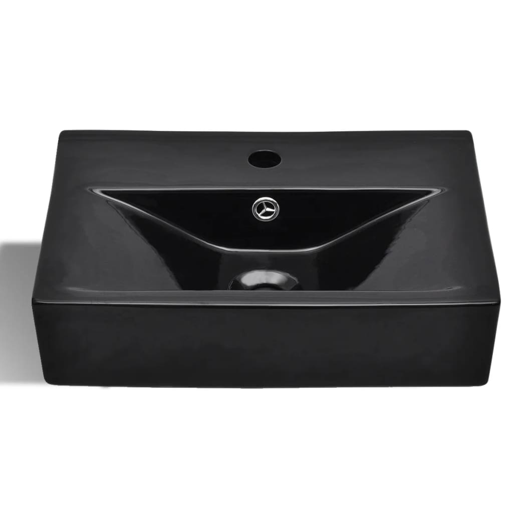 Vidaxl Washbasin med taphul og landing af sort rektangulær keramik