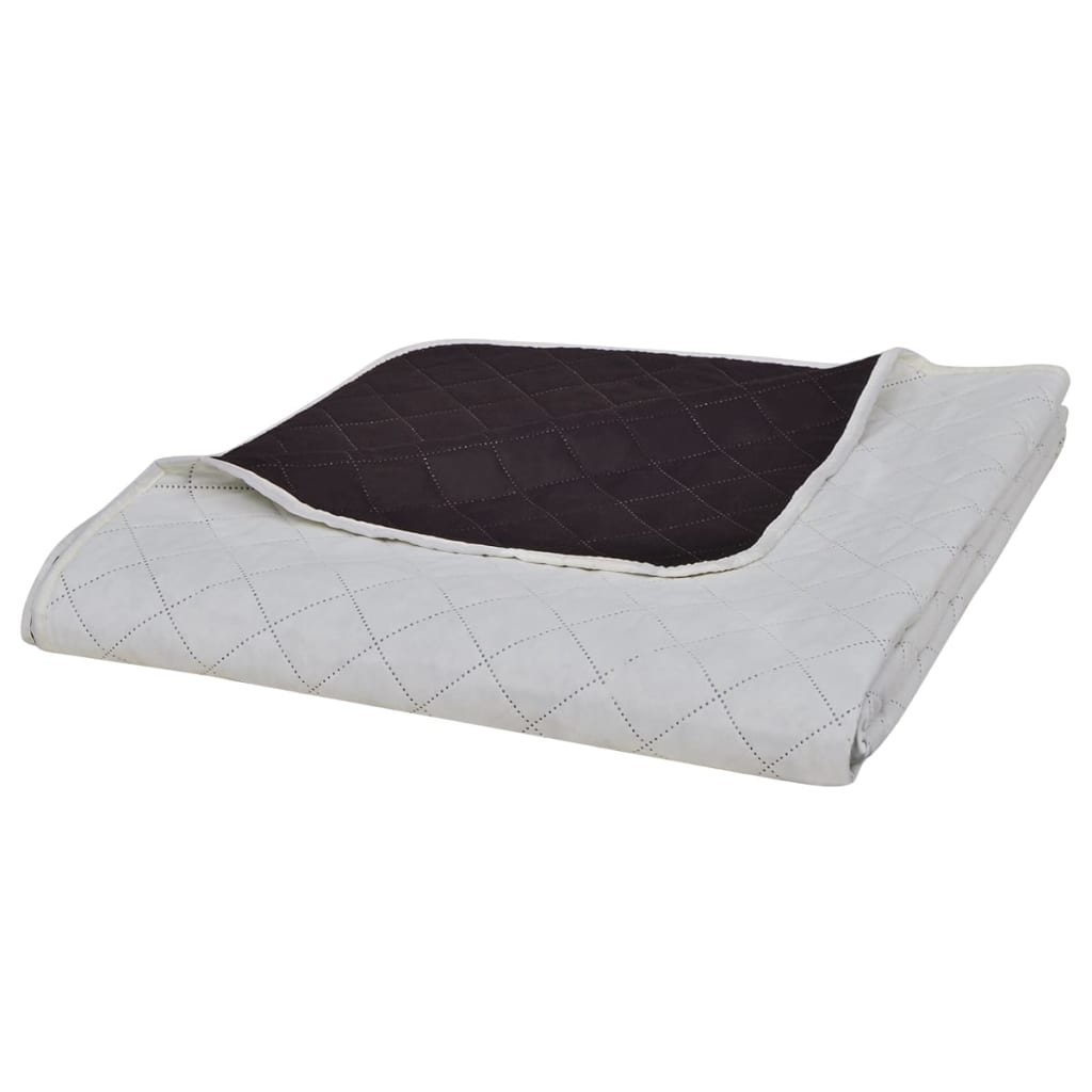 Vidaxl sengetæppe quiltet dobbelt -sidet 230x260 cm beige brun