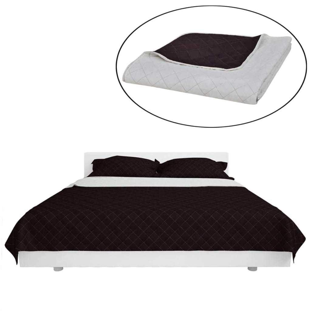 Vidaxl sengetæppe quiltet dobbelt -sidet 230x260 cm beige brun