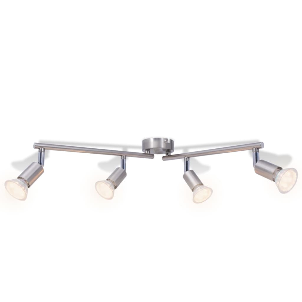 Vidaxl loftlampe med 4 LED -spotlights satin nikkel