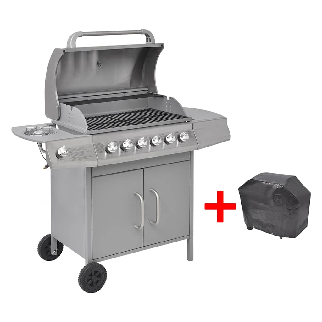 Vidaxl gasbarbecue 6+1 madlavningszone sølv